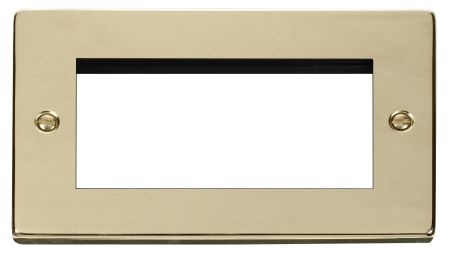 Click Deco Quad Aperture Polished Brass Unfurnished New Media Plate VPBR312