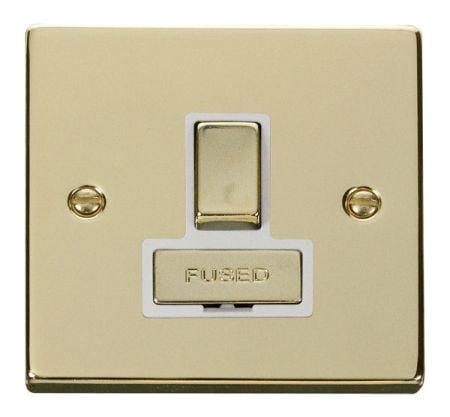 Click Deco Ingot Polished Brass Switched Fused Spur White Insert VPBR751WH