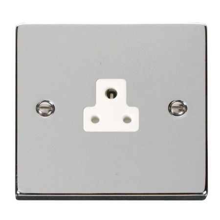 Click Deco Polished Chrome 2A Round Pin Single Socket White Insert VPCH039WH