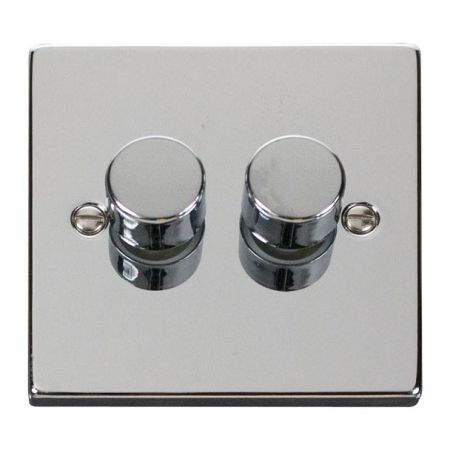 Click Deco Polished Chrome 2 Gang 400w Dimmer Switch VPCH152