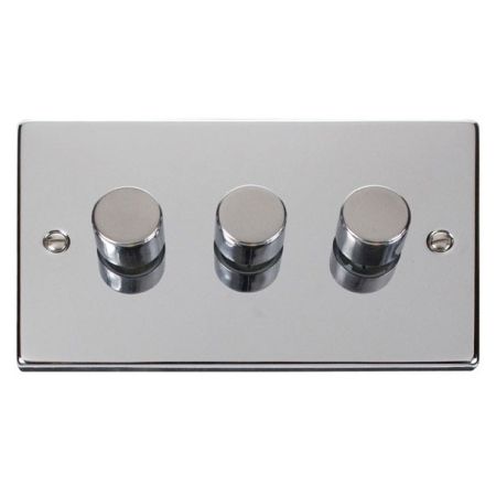 Click Deco Polished Chrome 3 Gang 400w Dimmer Switch VPCH153