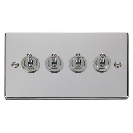 Click Deco Polished Chrome 4 Gang 10A Toggle Switch VPCH424