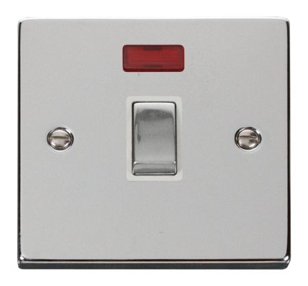 Click Deco Ingot Polished Chrome 20a DP Switch C/W Neon White Insert VPCH723WH