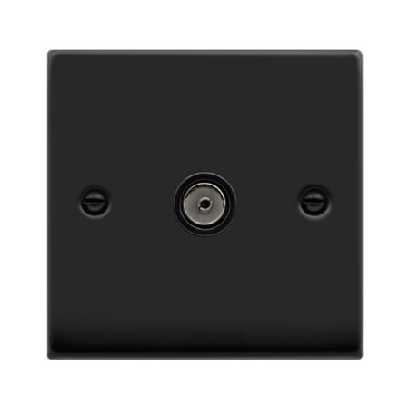 Click Deco Matt Black Single Coaxial TV Socket | VPMB065BK