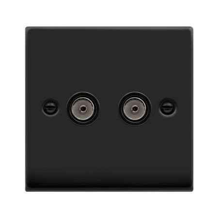Click Deco Matt Black Twin Coaxial TV Socket | VPMB066BK