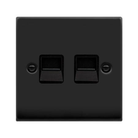 Click Deco Matt Black Twin Telephone Master Socket | VPMB121BK