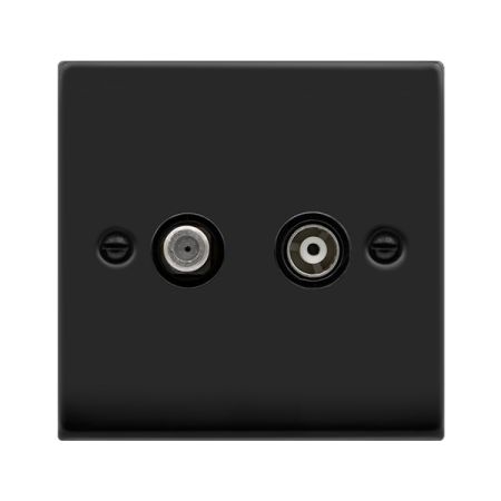 Click Deco Matt Black Satellite and Coaxial Socket | VPMB157BK