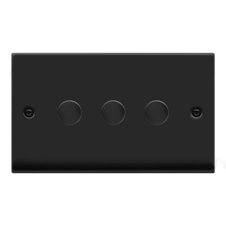 Click Deco Matt Black 3 Gang 2 Way 100W LED Dimmer Switch | VPMB163