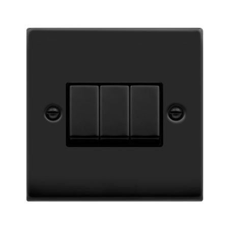 Click Deco Matt Black 3 Gang Light Switch | VPMB413BK
