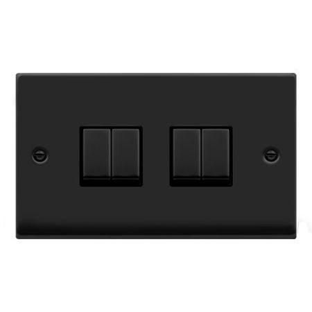 Click Deco Matt Black 4 Gang Light Switch | VPMB414BK