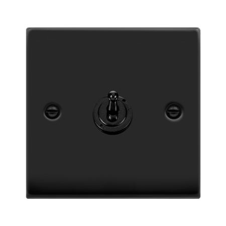 Click Deco Matt Black Single 10A Toggle Light Switch | VPMB421