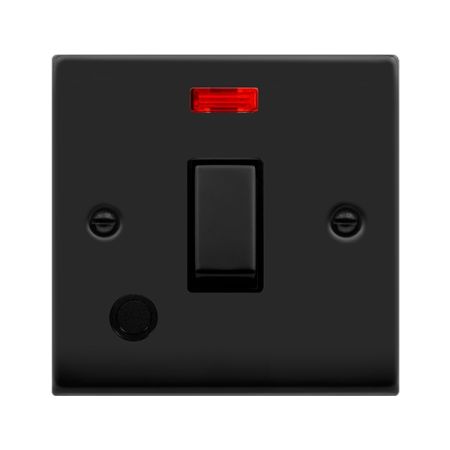 Click Deco Matt Black 20a DP Switch C/W Flex Outlet & Neon | VPMB523BK