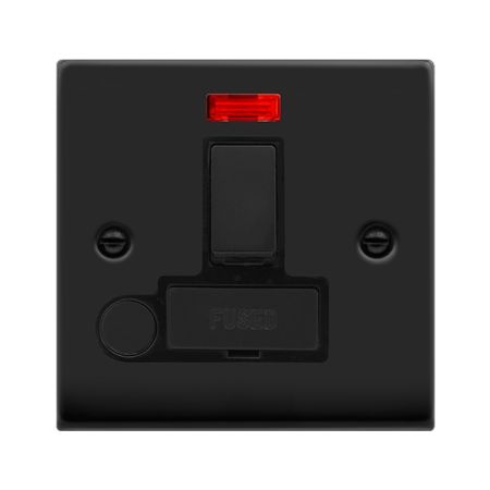 Click Deco Matt Black Switched Fused Spur & Flex Outlet with Neon | VPMB552BK