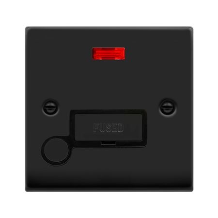 Click Deco Matt Black Unswitched Fused Spur & Flex Outlet with Neon | VPMB553BK