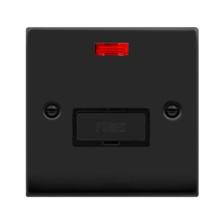 Click Deco Matt Black Unswitched Fused Spur & Neon | VPMB753BK