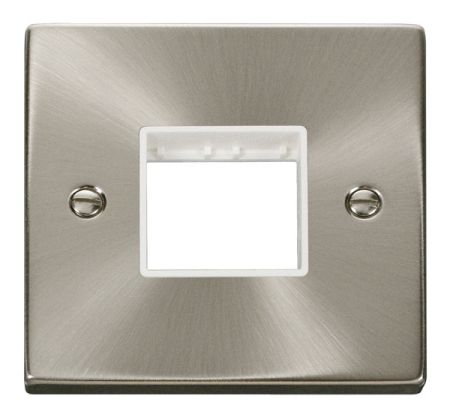 Click Deco Twin Aperture Satin Chrome Unfurnished Plate White Insert VPSC402WH