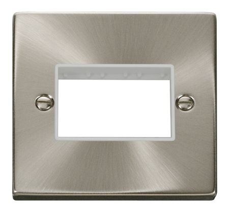 Click Deco Triple Switch Aperture Satin Chrome Unfurnished Plate White Insert VPSC403WH