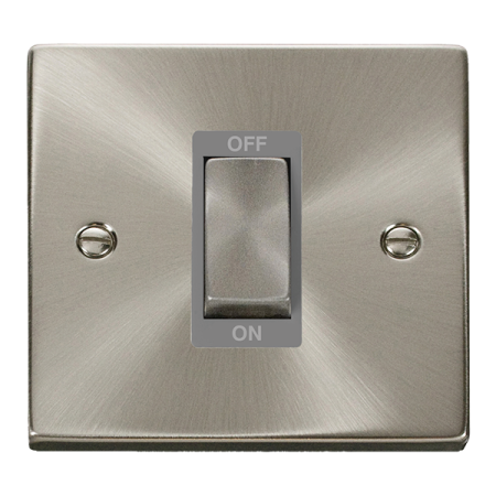 Click Deco Satin Chrome Ingot 45a DP Single Cooker Switch Grey Insert | VPSC500GY