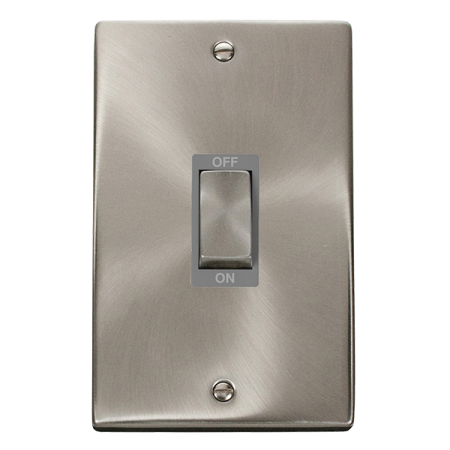 Click Deco Satin Chrome Ingot 45a DP Double Cooker Switch Grey Insert | VPSC502GY
