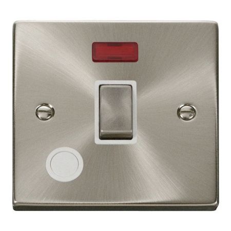Click Deco Ingot Satin Chrome 20a DP Switch C/W Neon and Flex Outlet VPSC523WH