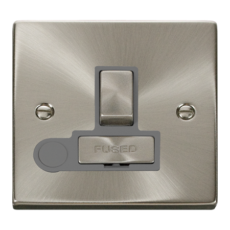 Click Deco Ingot Satin Chrome Switched Fused Spur & Flex Outlet Grey Insert | VPSC551GY