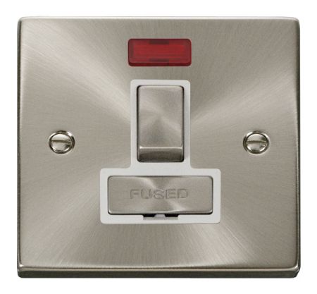 Click Deco Ingot Satin Chrome 13A Switched Fused Spur C/W Neon White Insert VPSC752WH