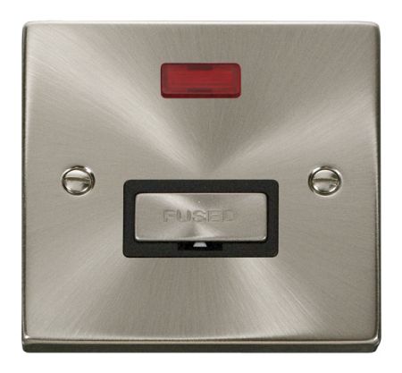 Click Deco Ingot Satin Chrome Unswitched Fused Spur C/W Neon Black Insert VPSC753BK