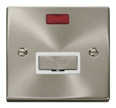 Click Deco Ingot Satin Chrome Unswitched Fused Spur C/W Neon White Insert VPSC753WH