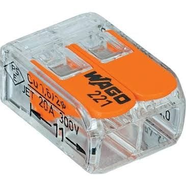 WAGO 2 Conductor Splicing Connector with Lever Lock 32A Pack of 100 | 221-412 