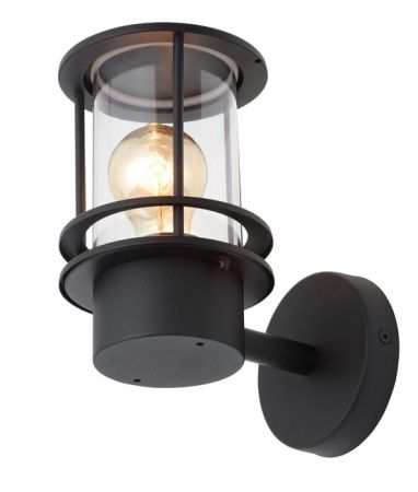 Zinc Leonis Miners Style E27 Wall Lantern Black | ZN-34003-BLK