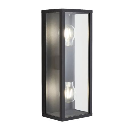 Forum Zink Chinon 2 Light Panel Box Wall Lantern Black | ZN-38641-MBLK