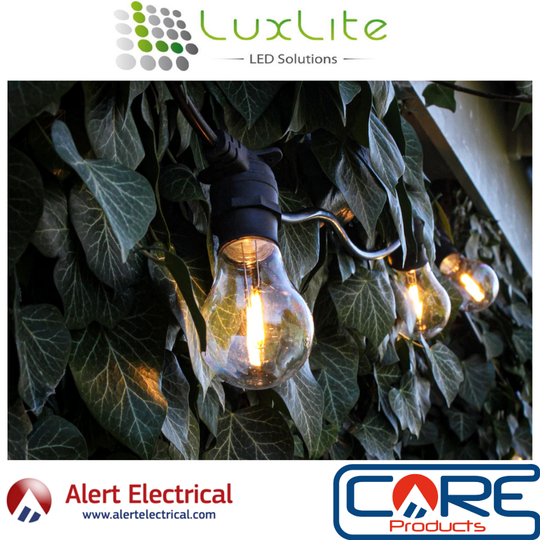 Connectable IP44 Festoon Lighting from Luxlite now available at Alert Electrical