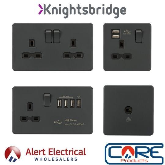 Knightsbridge Anthracite Screwless Switches and Sockets now available to order.